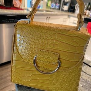 SOLD!! Crocodile Print Mustard Crossbody handbag